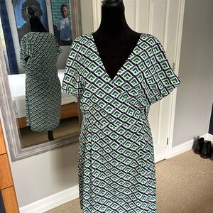 Banana Republic Blue and Green Geometric Dress